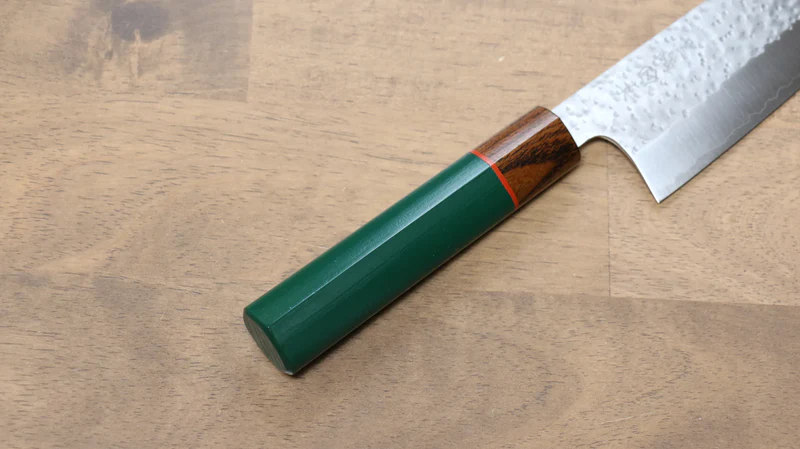 Thương hiệu Makoto Kurosaki - Dao Nhật Bản Santoku SPG2 Hammered (cán tròn xanh lá)