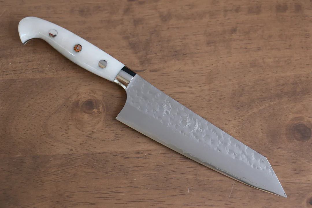Thương hiệu Yu Kurosaki - Dao Nhật Bản Santoku Senko Ei R2/SG2 loại nhỏ với tay cầm bằng acrylic màu trắng
