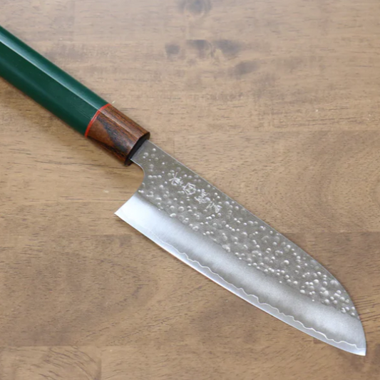 Thương hiệu Makoto Kurosaki - Dao Nhật Bản Santoku SPG2 Hammered (cán tròn xanh lá)