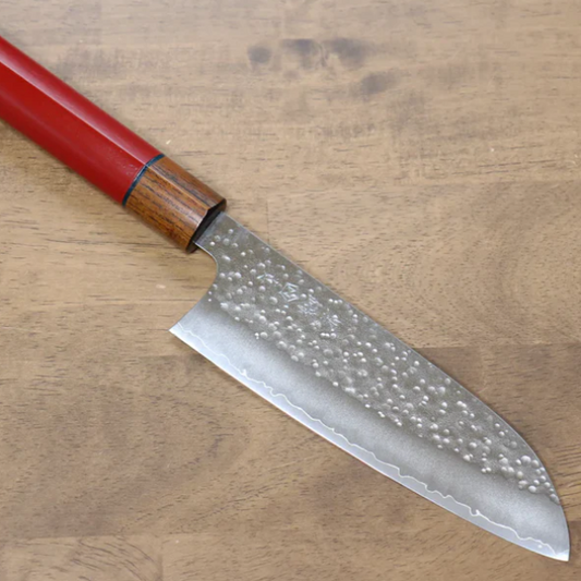 Thương hiệu Makoto Kurosaki - Dao Nhật Bản Santoku SPG2 Hammered (cán tròn màu đỏ)